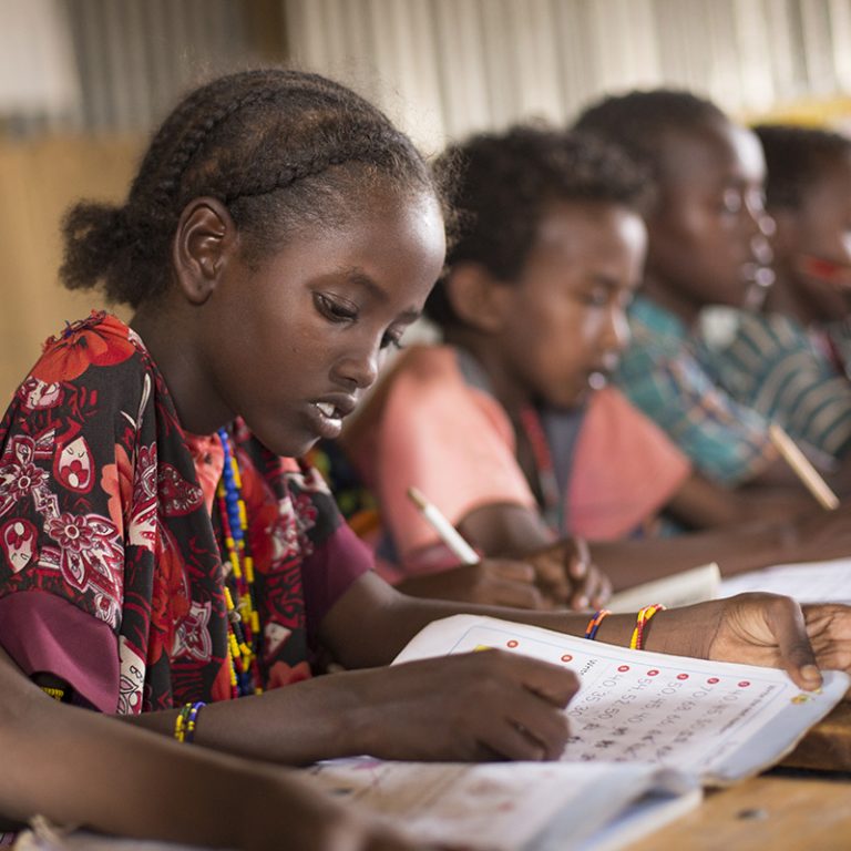 Child studying in classroom, Ethiopia